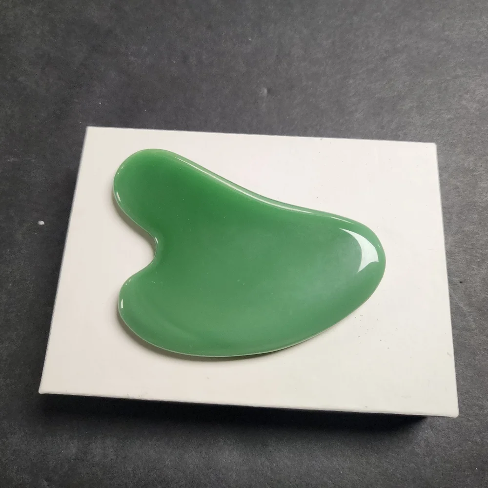 Gua Sha Facial Body‎ Massage Tool Green Jade Lymphatic Drainage New 626